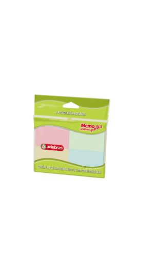 Bloco Adesivo Adelbras Memo Notes 4 Blocos Cores Suaves 0812000019